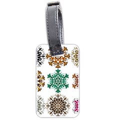 A Set Of 9 Nine Snowflakes On White Luggage Tags (two Sides) by Amaryn4rt