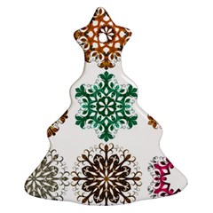 A Set Of 9 Nine Snowflakes On White Ornament (christmas Tree) 