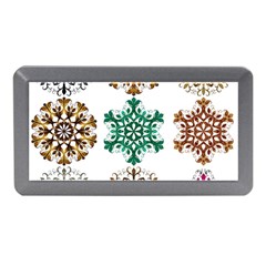 A Set Of 9 Nine Snowflakes On White Memory Card Reader (mini) by Amaryn4rt