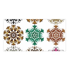 A Set Of 9 Nine Snowflakes On White Satin Shawl by Amaryn4rt