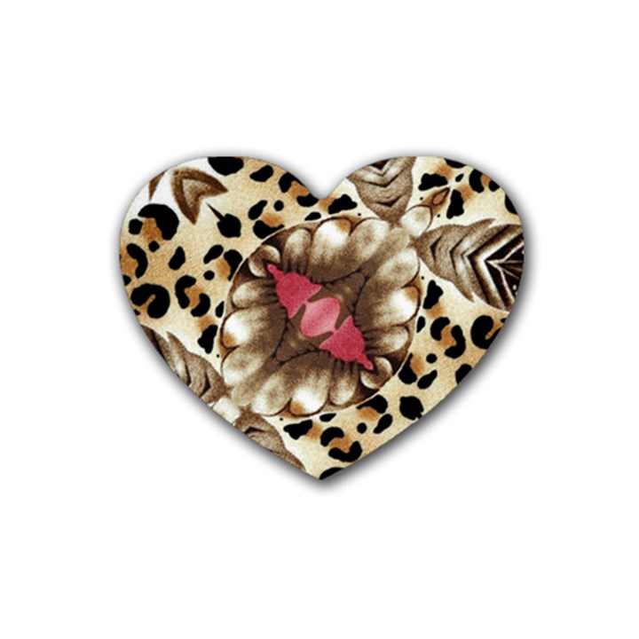 Animal Tissue And Flowers Rubber Coaster (Heart) 