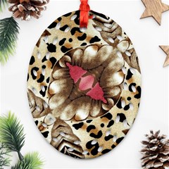 Animal Tissue And Flowers Ornament (oval Filigree)