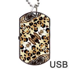 Background Fabric Animal Motifs And Flowers Dog Tag Usb Flash (one Side)