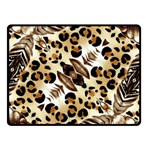 Background Fabric Animal Motifs And Flowers Double Sided Fleece Blanket (Small)  45 x34  Blanket Back