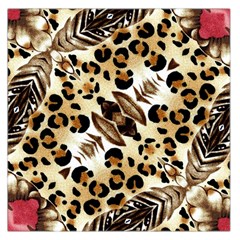 Background Fabric Animal Motifs And Flowers Large Satin Scarf (square)