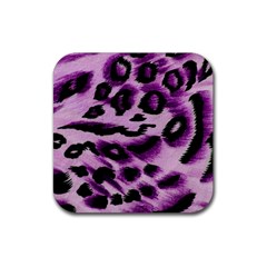 Background Fabric Animal Motifs Lilac Rubber Coaster (square)  by Amaryn4rt