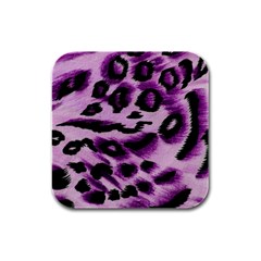 Background Fabric Animal Motifs Lilac Rubber Square Coaster (4 Pack)  by Amaryn4rt