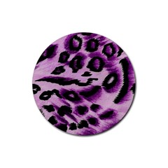 Background Fabric Animal Motifs Lilac Rubber Coaster (round)  by Amaryn4rt