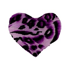 Background Fabric Animal Motifs Lilac Standard 16  Premium Flano Heart Shape Cushions by Amaryn4rt