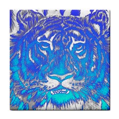 Background Fabric With Tiger Head Pattern Tile Coasters