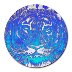 Background Fabric With Tiger Head Pattern Round Mousepads