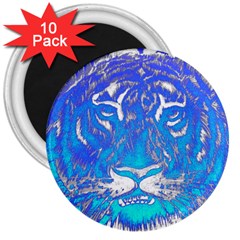 Background Fabric With Tiger Head Pattern 3  Magnets (10 pack) 