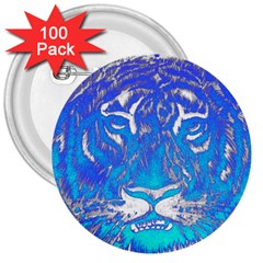 Background Fabric With Tiger Head Pattern 3  Buttons (100 pack) 