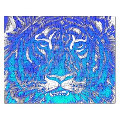 Background Fabric With Tiger Head Pattern Rectangular Jigsaw Puzzl