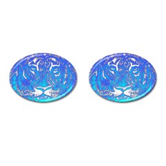 Background Fabric With Tiger Head Pattern Cufflinks (Oval)