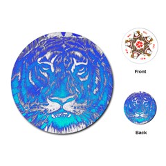 Background Fabric With Tiger Head Pattern Playing Cards (Round) 