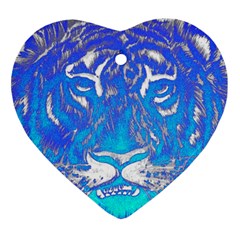 Background Fabric With Tiger Head Pattern Heart Ornament (Two Sides)