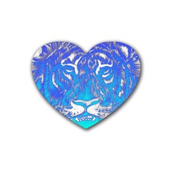 Background Fabric With Tiger Head Pattern Rubber Coaster (Heart) 