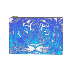 Background Fabric With Tiger Head Pattern Cosmetic Bag (large)  by Amaryn4rt