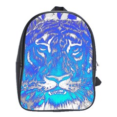 Background Fabric With Tiger Head Pattern School Bags(Large) 