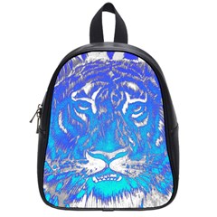 Background Fabric With Tiger Head Pattern School Bags (Small) 