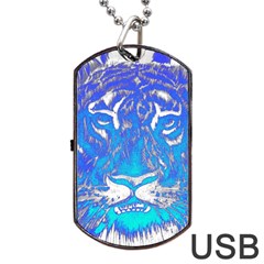 Background Fabric With Tiger Head Pattern Dog Tag Usb Flash (one Side) by Amaryn4rt