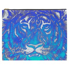 Background Fabric With Tiger Head Pattern Cosmetic Bag (XXXL) 