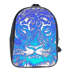 Background Fabric With Tiger Head Pattern School Bags (XL) 