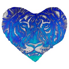 Background Fabric With Tiger Head Pattern Large 19  Premium Heart Shape Cushions