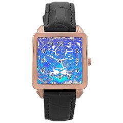 Background Fabric With Tiger Head Pattern Rose Gold Leather Watch 