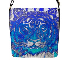 Background Fabric With Tiger Head Pattern Flap Messenger Bag (L) 