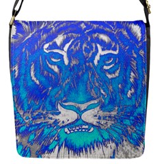 Background Fabric With Tiger Head Pattern Flap Messenger Bag (S)