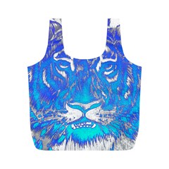 Background Fabric With Tiger Head Pattern Full Print Recycle Bags (M) 