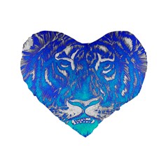 Background Fabric With Tiger Head Pattern Standard 16  Premium Flano Heart Shape Cushions