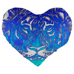 Background Fabric With Tiger Head Pattern Large 19  Premium Flano Heart Shape Cushions