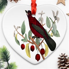 Bird On Branch Illustration Ornament (heart) by Amaryn4rt