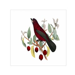 Bird On Branch Illustration Small Satin Scarf (square)