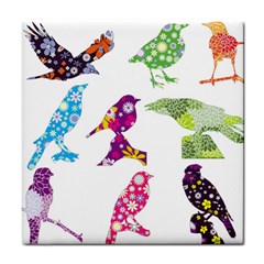 Birds Colorful Floral Funky Tile Coasters by Amaryn4rt