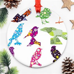 Birds Colorful Floral Funky Ornament (round) by Amaryn4rt