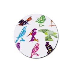 Birds Colorful Floral Funky Rubber Round Coaster (4 Pack)  by Amaryn4rt