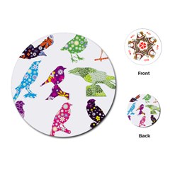 Birds Colorful Floral Funky Playing Cards (round) 