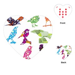 Birds Colorful Floral Funky Playing Cards (heart) 