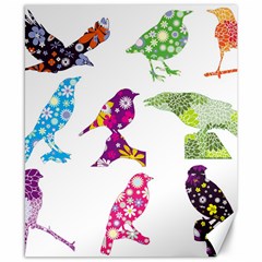 Birds Colorful Floral Funky Canvas 8  X 10  by Amaryn4rt