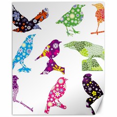 Birds Colorful Floral Funky Canvas 16  X 20   by Amaryn4rt