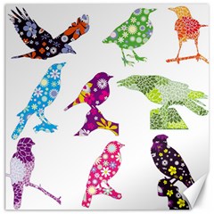 Birds Colorful Floral Funky Canvas 20  X 20   by Amaryn4rt