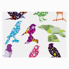 Birds Colorful Floral Funky Large Glasses Cloth by Amaryn4rt