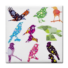 Birds Colorful Floral Funky Face Towel by Amaryn4rt