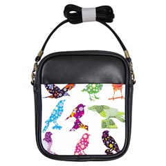 Birds Colorful Floral Funky Girls Sling Bags by Amaryn4rt