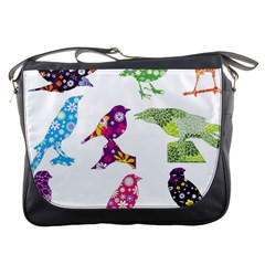 Birds Colorful Floral Funky Messenger Bags by Amaryn4rt