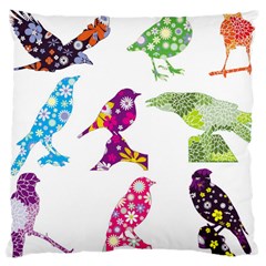 Birds Colorful Floral Funky Large Cushion Case (two Sides) by Amaryn4rt